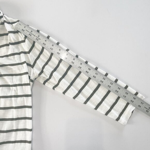 Talbots Open Front Cardigan Size Petite S SP Olive Green Striped 3/4 Sleeve - Picture 8 of 11